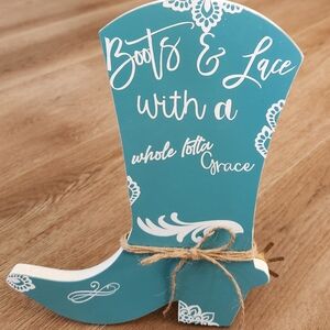 Teal Decorative Boot Sign